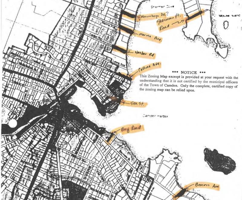 Camden Map Of Public Access To Harbor 